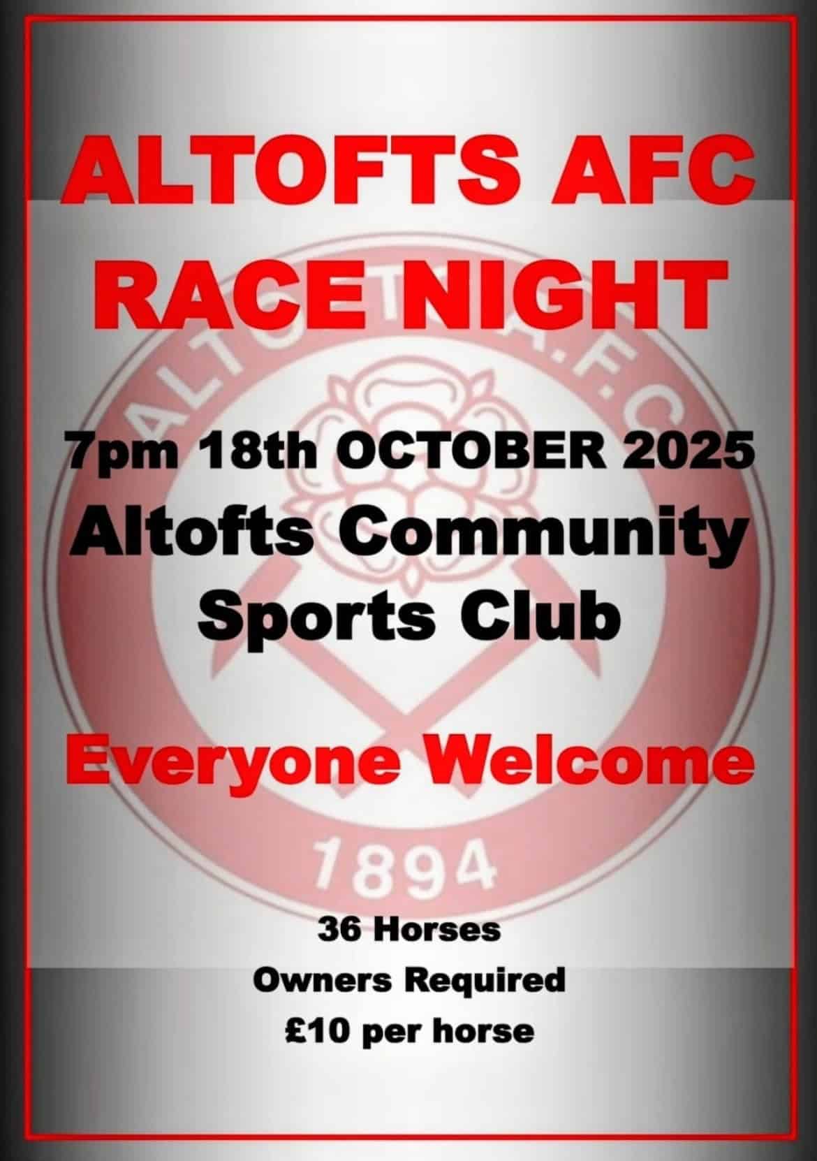Altofts Race Night 18/10/2025